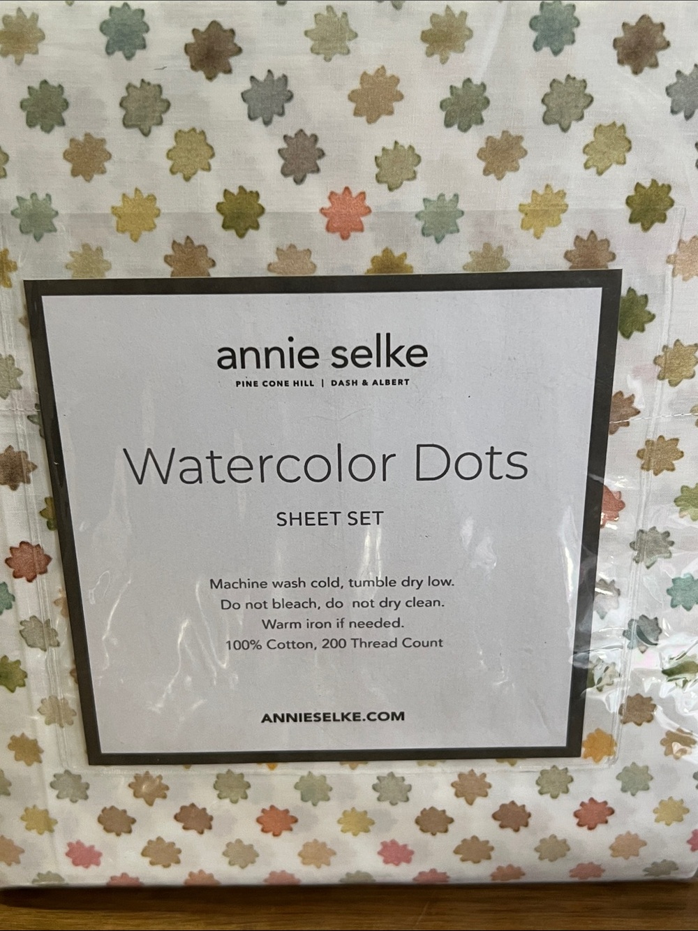 annie selke Watercolor Dots Sheet Set in Multicolor Pastels